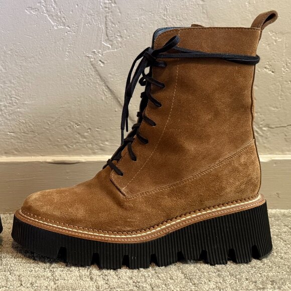 Freda Salvador Billie Platform Suede Combat Boots (size 6.5) + FS bag - Picture 5 of 8